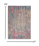 7' X 10' Pink And Ivory Abstract Power Loom Area Rug - Homeroots