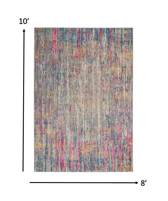 8' X 10' Pink And Ivory Abstract Power Loom Area Rug - Homeroots - Flyclothing LLC