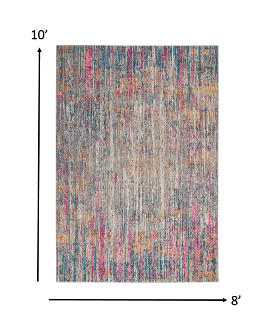 8' X 10' Pink And Ivory Abstract Power Loom Area Rug - Homeroots
