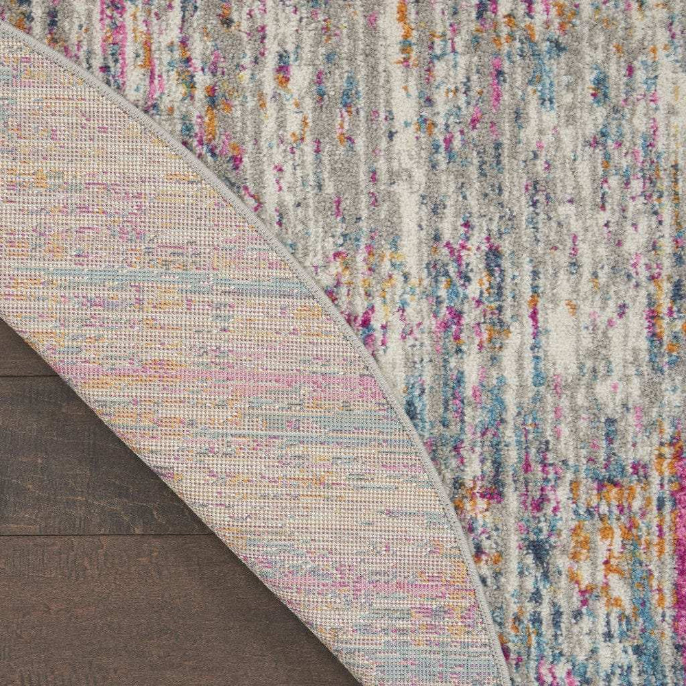 8' Pink And Ivory Round Abstract Power Loom Area Rug - Homeroots - Flyclothing LLC