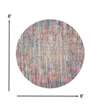 8' Pink And Ivory Round Abstract Power Loom Area Rug - Homeroots