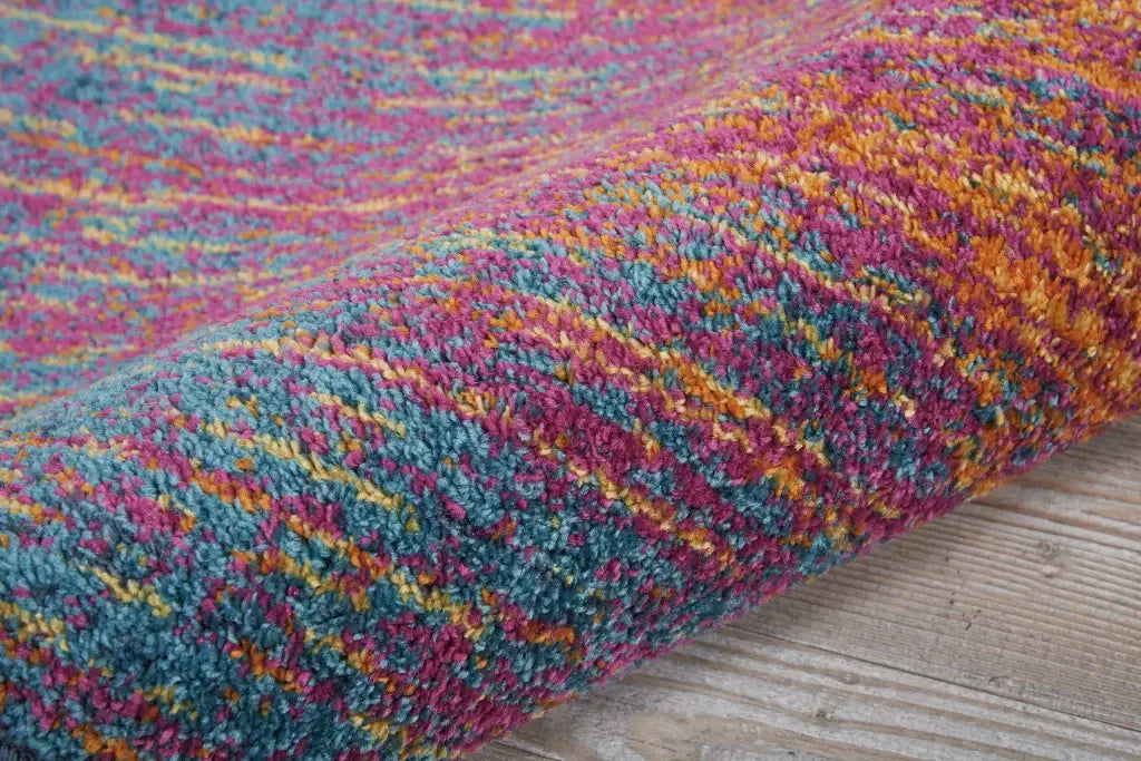 6' Blue And Pink Abstract Power Loom Runner Rug - Homeroots - Flyclothing LLC