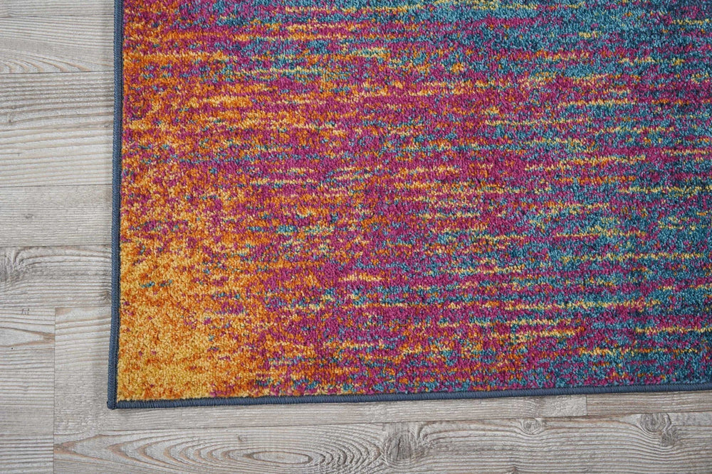 6' Blue And Pink Abstract Power Loom Runner Rug - Homeroots