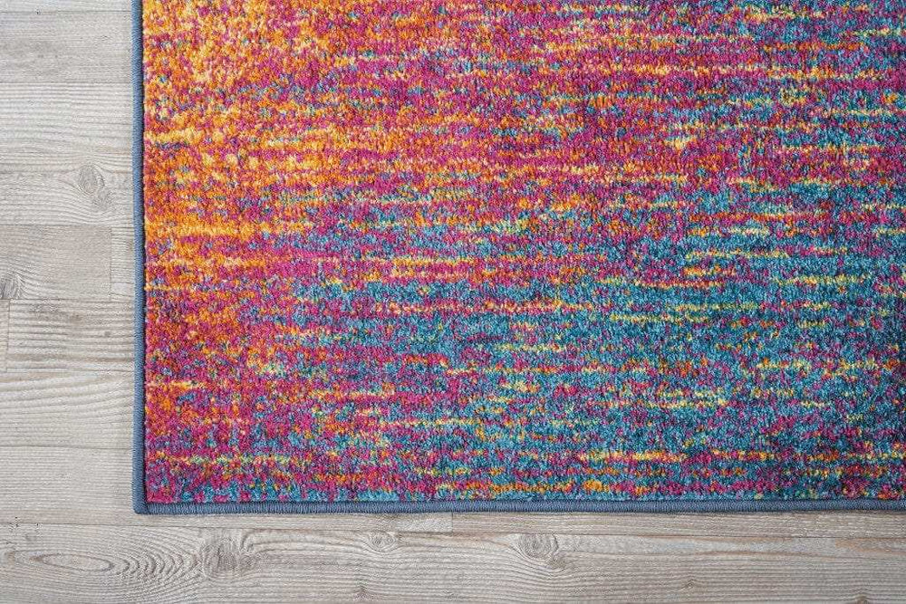 10' Blue And Pink Abstract Power Loom Runner Rug - Homeroots - Flyclothing LLC