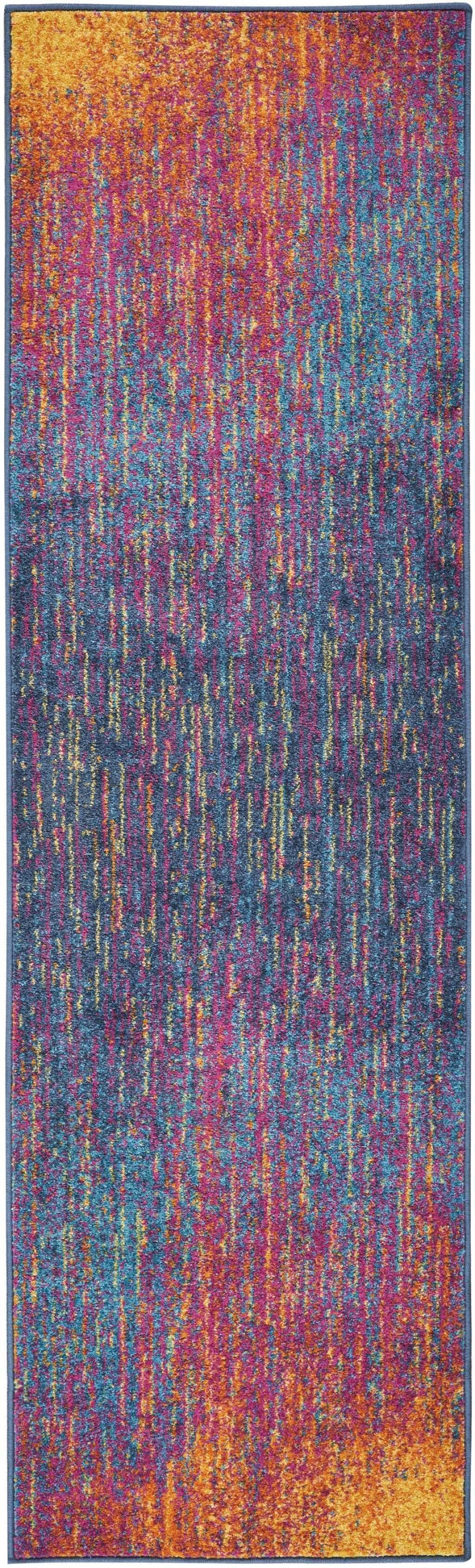 10' Blue And Pink Abstract Power Loom Runner Rug - Homeroots - Flyclothing LLC