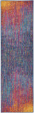 10' Blue And Pink Abstract Power Loom Runner Rug - Homeroots