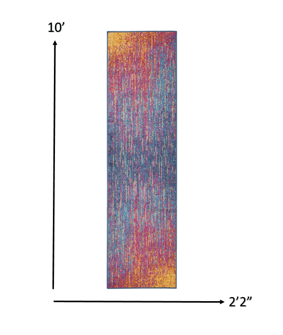 10' Blue And Pink Abstract Power Loom Runner Rug - Homeroots - Flyclothing LLC