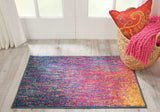 2' X 3' Blue And Pink Abstract Power Loom Area Rug - Homeroots - Flyclothing LLC