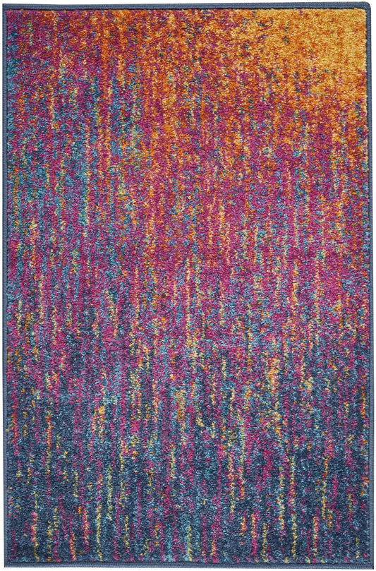 2' X 3' Blue And Pink Abstract Power Loom Area Rug - Homeroots - Flyclothing LLC
