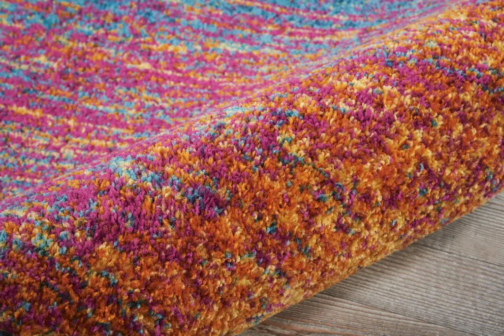 8' Blue And Pink Abstract Power Loom Runner Rug - Homeroots - Flyclothing LLC