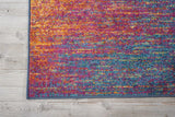 8' Blue And Pink Abstract Power Loom Runner Rug - Homeroots