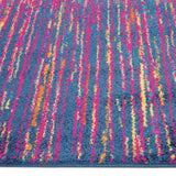 4' X 6' Blue And Pink Abstract Power Loom Area Rug - Homeroots