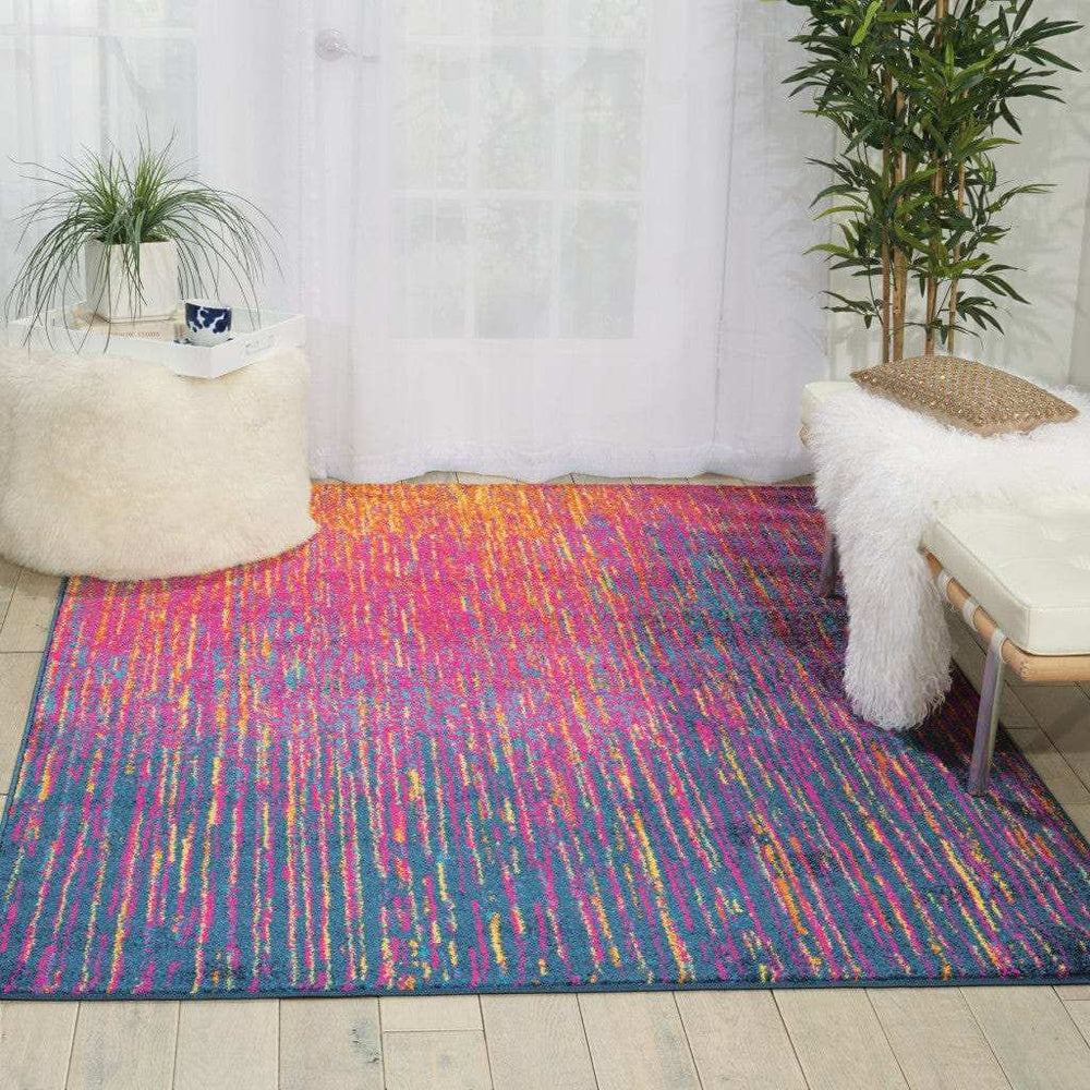 4' X 6' Blue And Pink Abstract Power Loom Area Rug - Homeroots - Flyclothing LLC