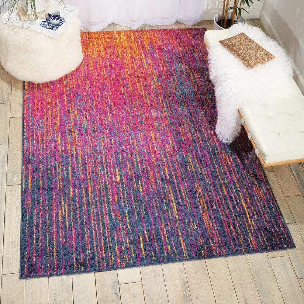 4' X 6' Blue And Pink Abstract Power Loom Area Rug - Homeroots - Flyclothing LLC