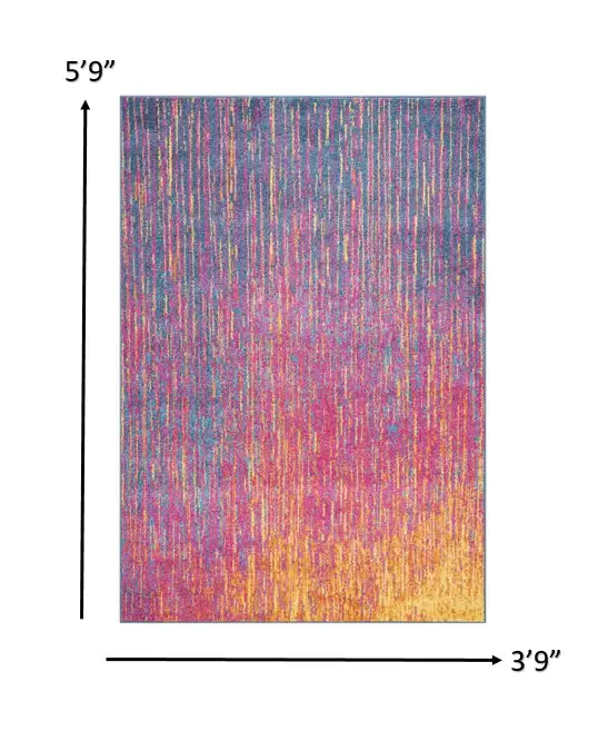 4' X 6' Blue And Pink Abstract Power Loom Area Rug - Homeroots - Flyclothing LLC