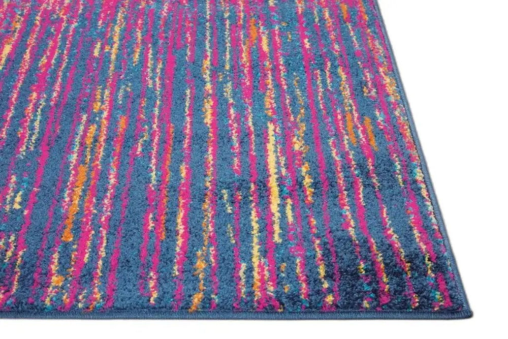4' X 6' Blue And Pink Abstract Power Loom Area Rug - Homeroots