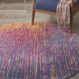 4' Blue And Pink Round Abstract Power Loom Area Rug - Homeroots - Flyclothing LLC