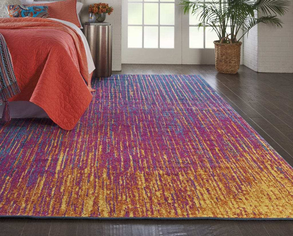 7' X 10' Blue And Pink Abstract Power Loom Area Rug - Homeroots - Flyclothing LLC