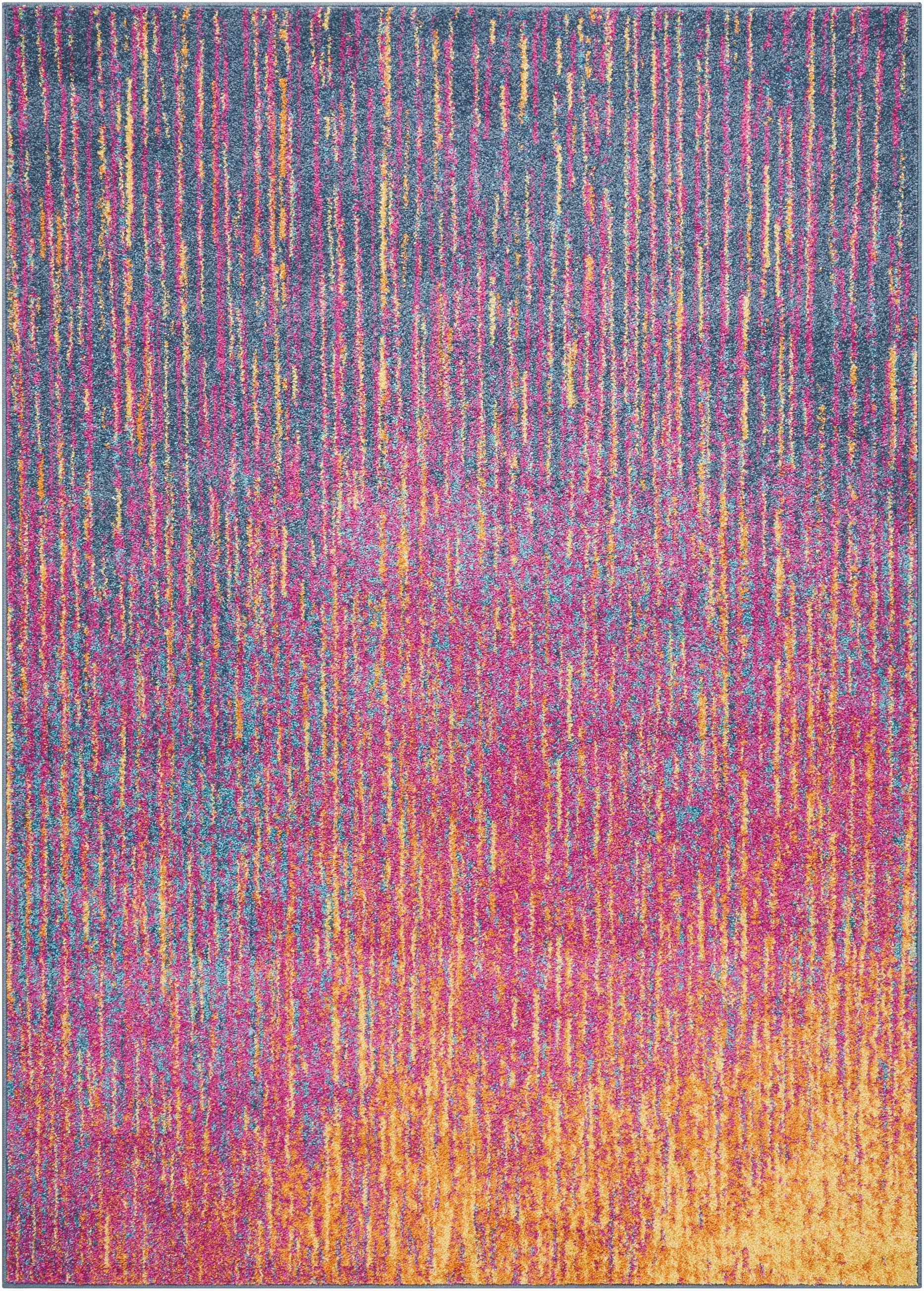 7' X 10' Blue And Pink Abstract Power Loom Area Rug - Homeroots - Flyclothing LLC