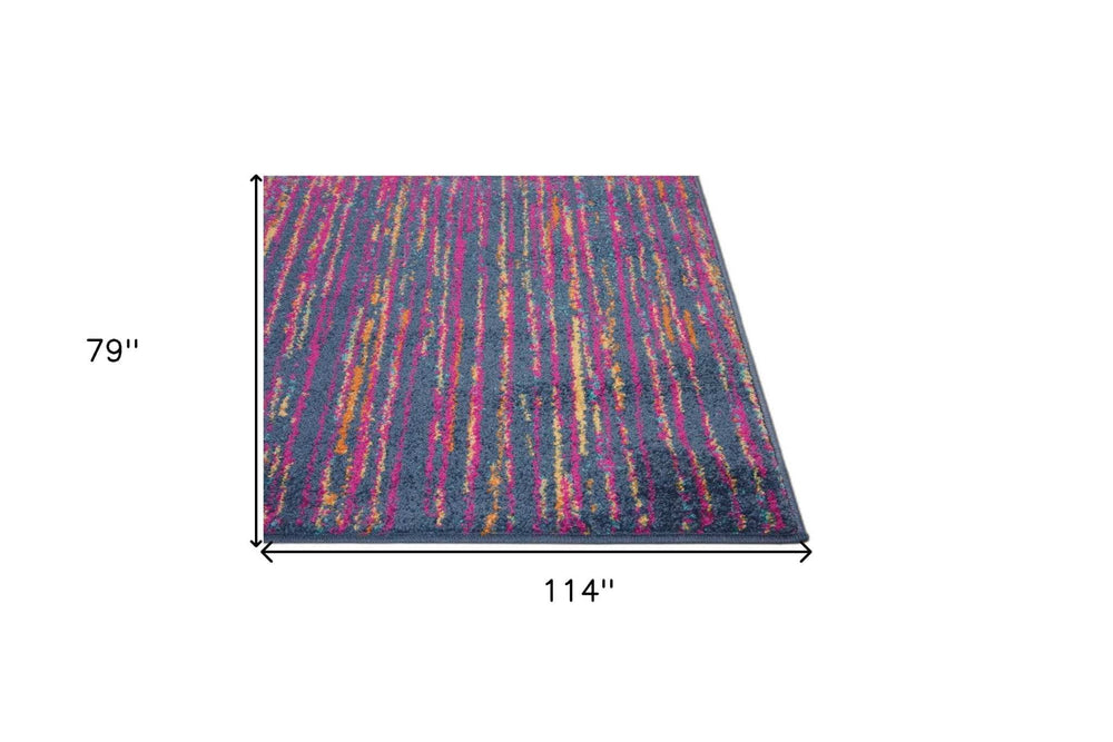 7' X 10' Blue And Pink Abstract Power Loom Area Rug - Homeroots - Flyclothing LLC