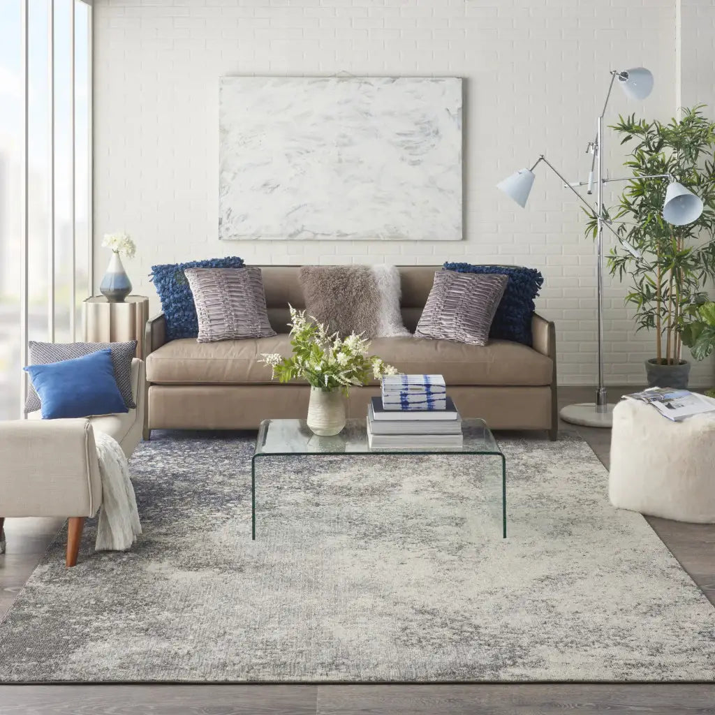 8' X 10' Gray And Ivory Abstract Power Loom Area Rug - Homeroots - Flyclothing LLC