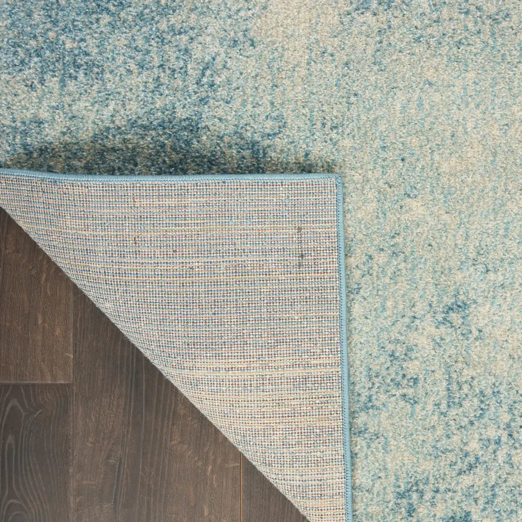 6' Ivory And Blue Abstract Power Loom Runner Rug - Homeroots - Flyclothing LLC