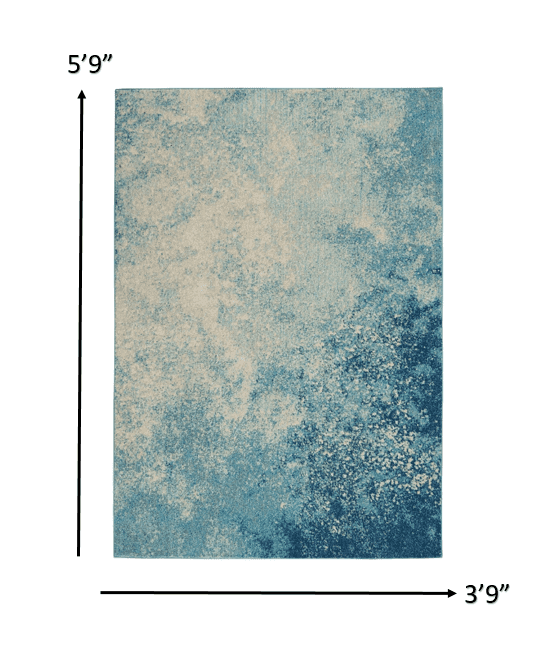 4' X 6' Ivory And Blue Abstract Power Loom Area Rug - Homeroots - Flyclothing LLC