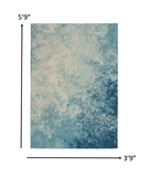 4' X 6' Ivory And Blue Abstract Power Loom Area Rug - Homeroots - Flyclothing LLC