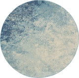 4' Ivory And Blue Round Abstract Power Loom Area Rug - Homeroots - Flyclothing LLC