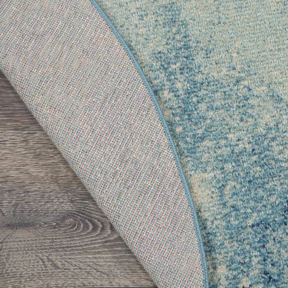 5' Ivory And Blue Round Abstract Power Loom Area Rug - Homeroots - Flyclothing LLC