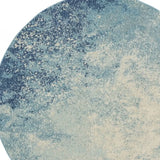 5' Ivory And Blue Round Abstract Power Loom Area Rug - Homeroots - Flyclothing LLC