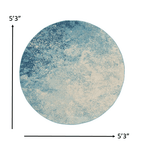 5' Ivory And Blue Round Abstract Power Loom Area Rug - Homeroots - Flyclothing LLC