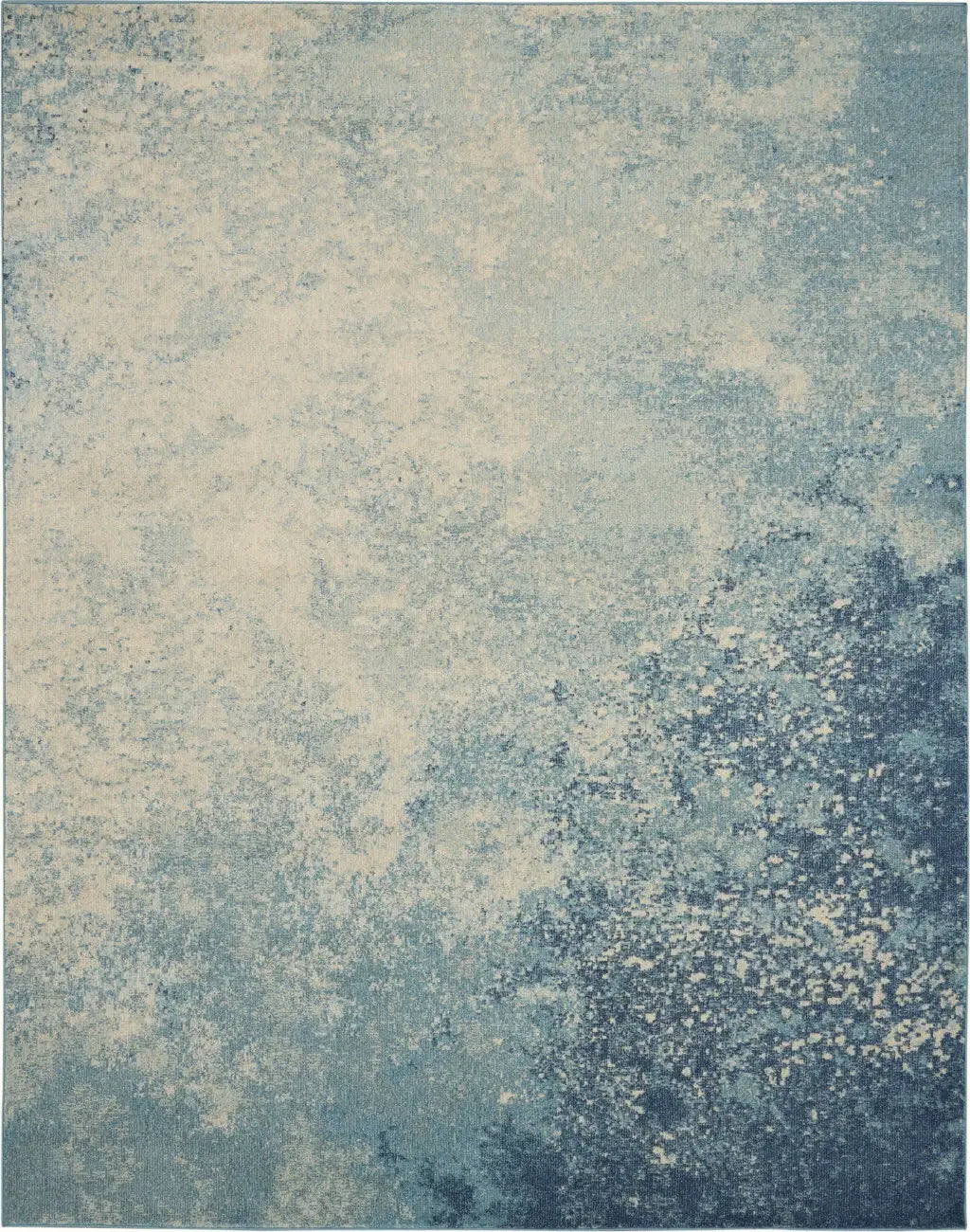7' X 10' Ivory And Blue Abstract Power Loom Area Rug - Homeroots - Flyclothing LLC