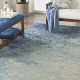8' X 10' Ivory And Blue Abstract Power Loom Area Rug - Homeroots - Flyclothing LLC