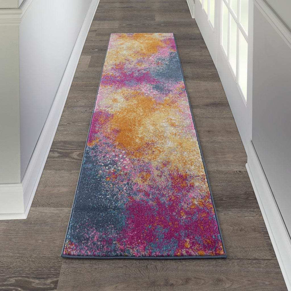 8' Sunset Abstract Power Loom Runner Rug - Homeroots - Flyclothing LLC