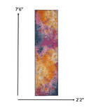 8' Sunset Abstract Power Loom Runner Rug - Homeroots