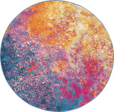 4' Sunset Round Abstract Power Loom Area Rug - Homeroots - Flyclothing LLC