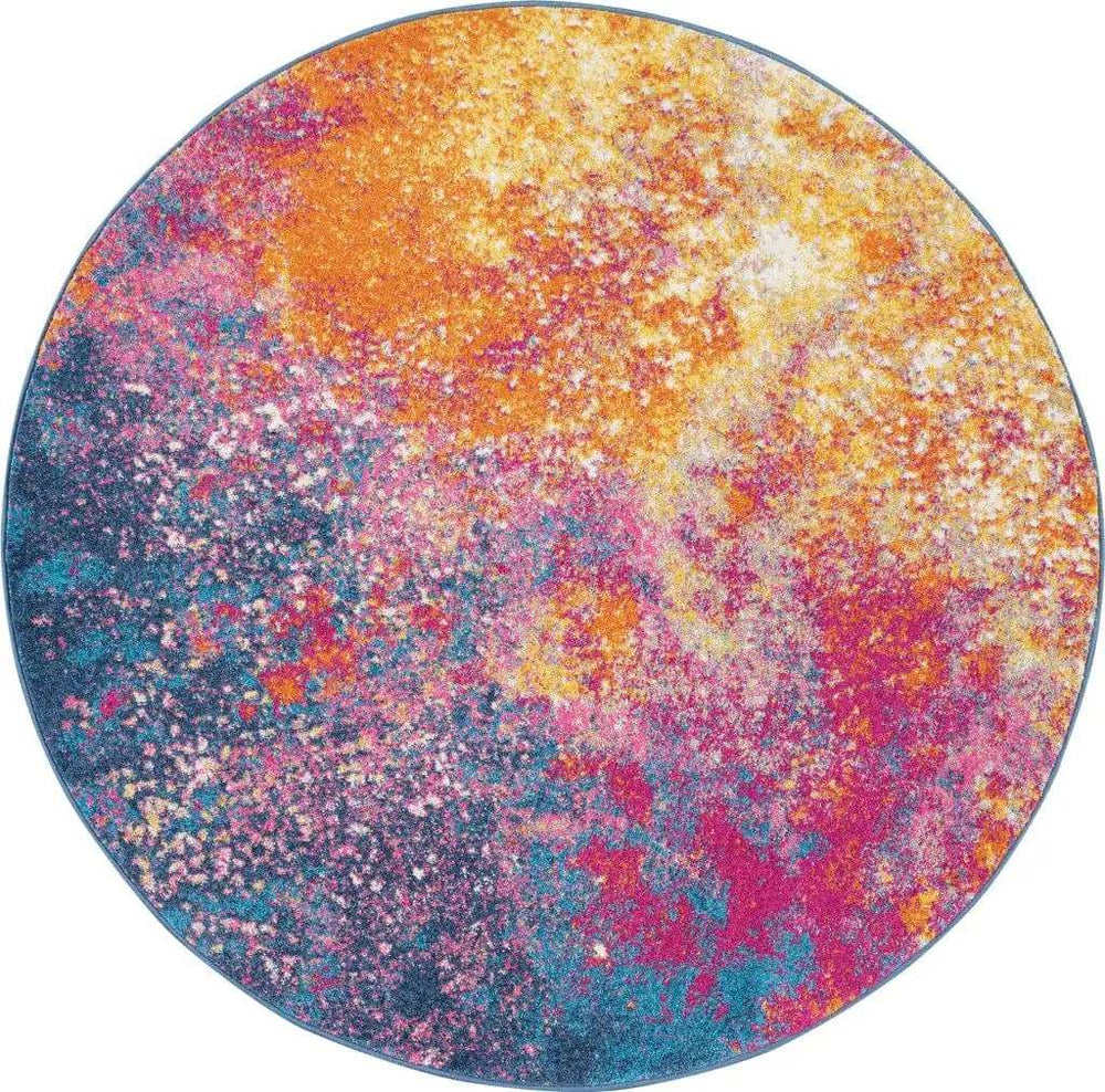 5' Sunset Round Abstract Power Loom Area Rug - Homeroots - Flyclothing LLC
