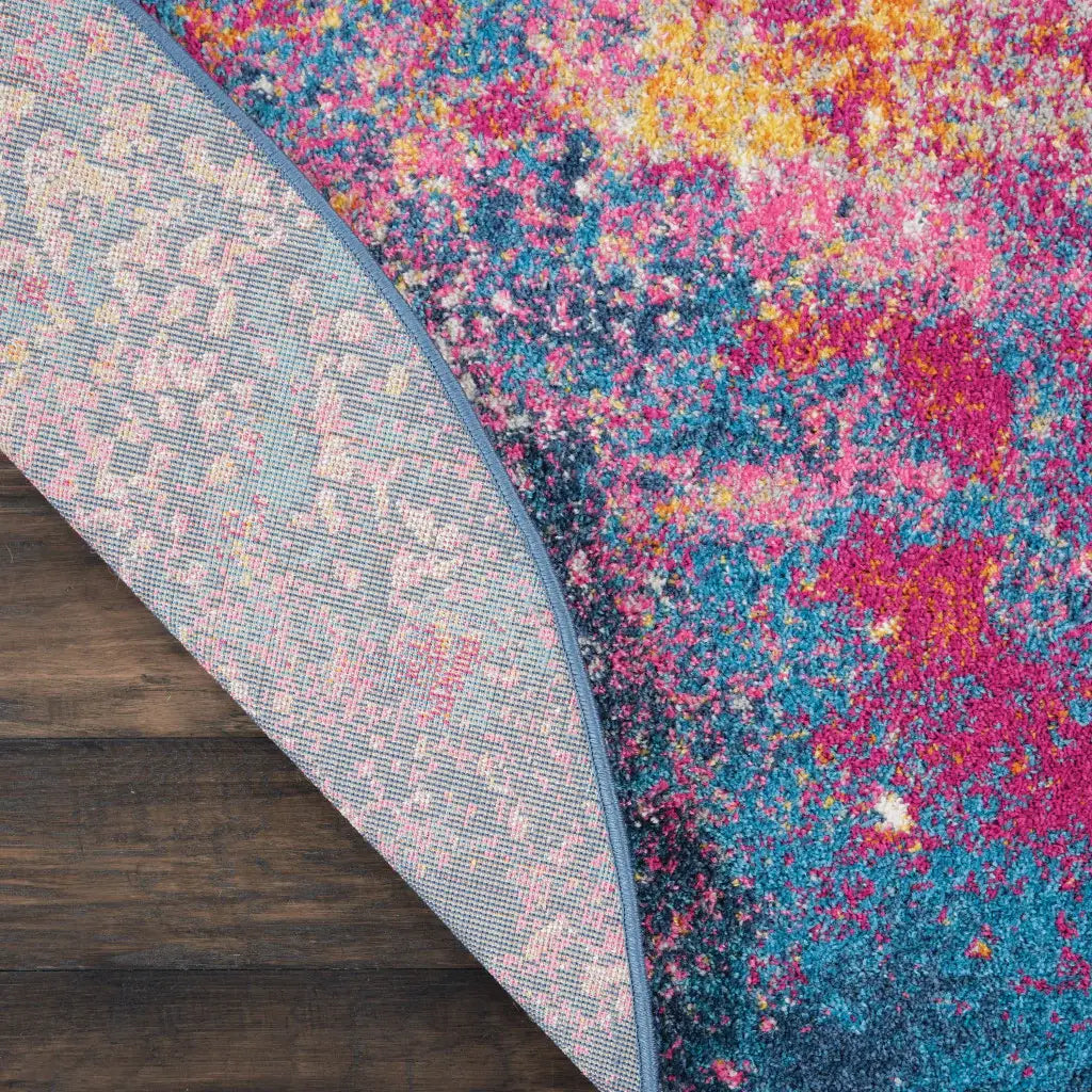 8' Sunset Round Abstract Power Loom Area Rug - Homeroots - Flyclothing LLC