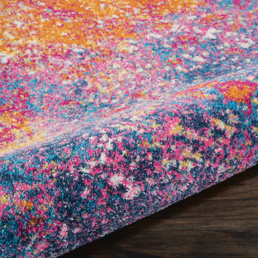8' Sunset Round Abstract Power Loom Area Rug - Homeroots - Flyclothing LLC