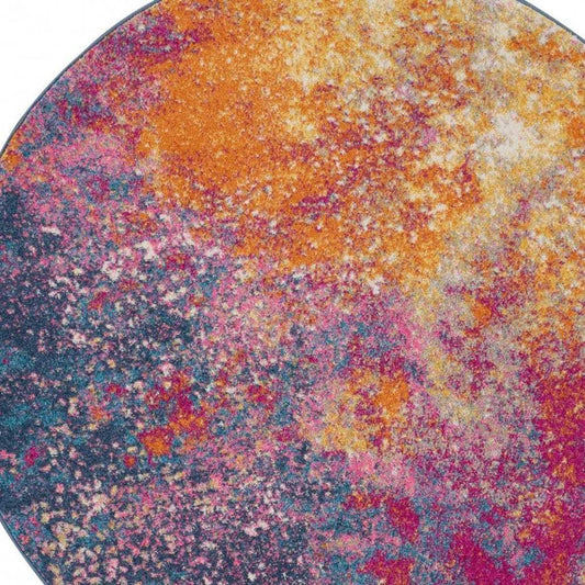 8' Sunset Round Abstract Power Loom Area Rug - Homeroots - Flyclothing LLC