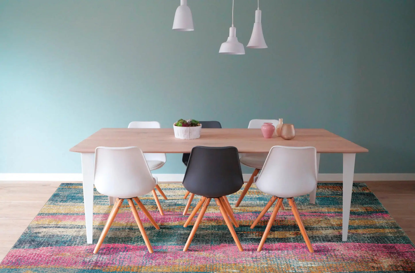 5' X 7' Pink And Blue Abstract Power Loom Area Rug - Homeroots - Flyclothing LLC