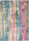 5' X 7' Pink And Blue Abstract Power Loom Area Rug - Homeroots - Flyclothing LLC