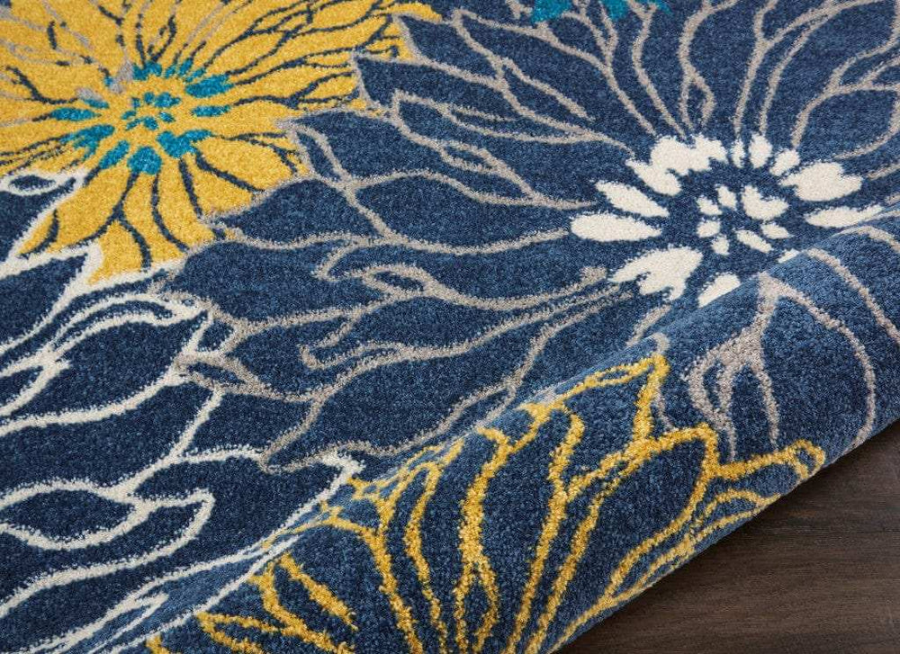 10' Blue Floral Power Loom Runner Rug - Homeroots - Flyclothing LLC