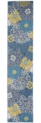 10' Blue Floral Power Loom Runner Rug - Homeroots - Flyclothing LLC