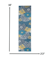 10' Blue Floral Power Loom Runner Rug - Homeroots - Flyclothing LLC