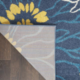 8' Blue Floral Power Loom Runner Rug - Homeroots