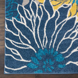 8' Blue Floral Power Loom Runner Rug - Homeroots