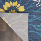 4' X 6' Blue Floral Power Loom Area Rug - Homeroots - Flyclothing LLC
