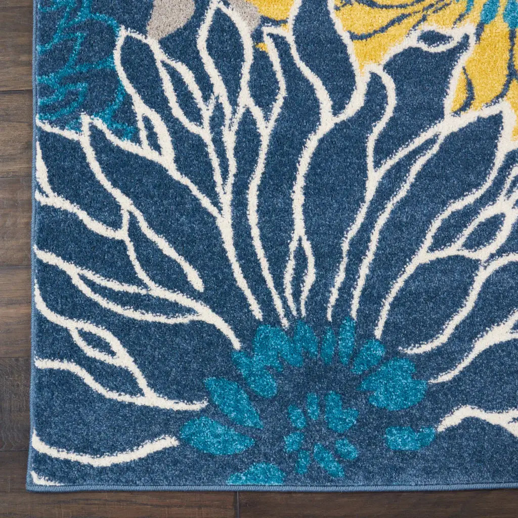 4' X 6' Blue Floral Power Loom Area Rug - Homeroots - Flyclothing LLC